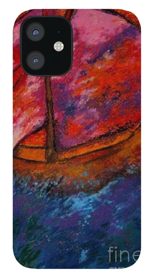 Sail Boat iPhone 12 Case featuring the pastel Red sky at night sailors delight by Jon Kittleson