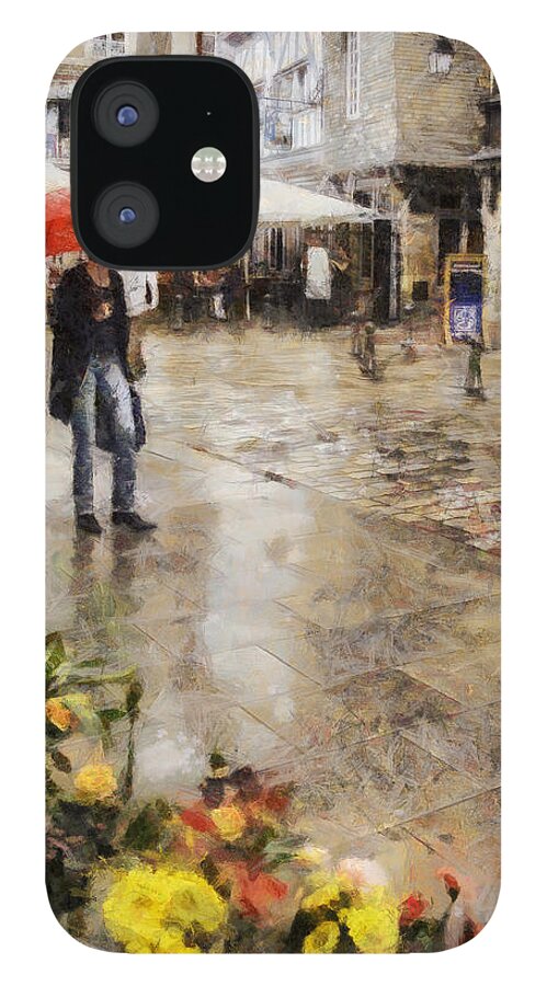Red iPhone 12 Case featuring the photograph Red Umbrella by Nigel R Bell