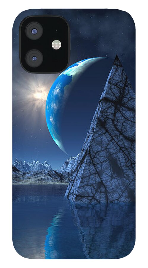 Surreal iPhone 12 Case featuring the digital art Reflections on an Empty Planet by Judi Suni Hall