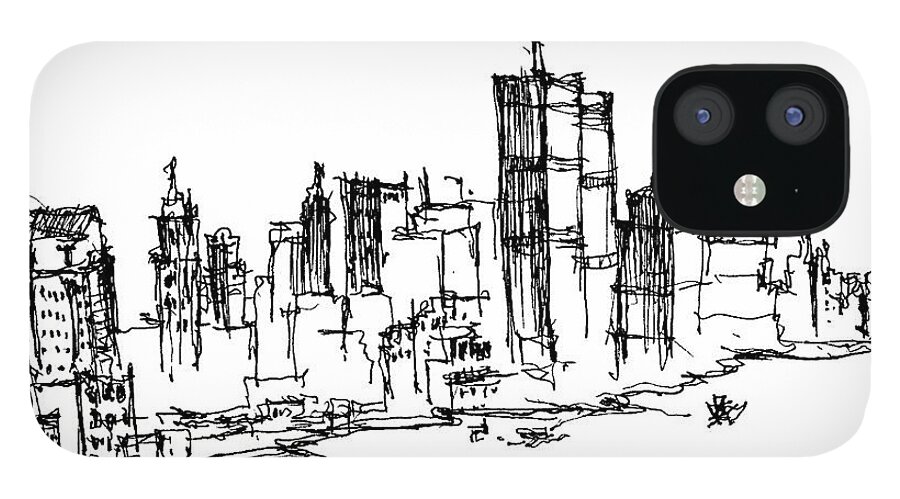 World Trade Center iPhone 12 Case featuring the drawing Remember World Trade Center by Jason Nicholas