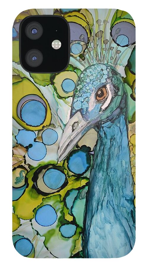 Peacock iPhone 12 Case featuring the painting Renewal by Kellie Chasse