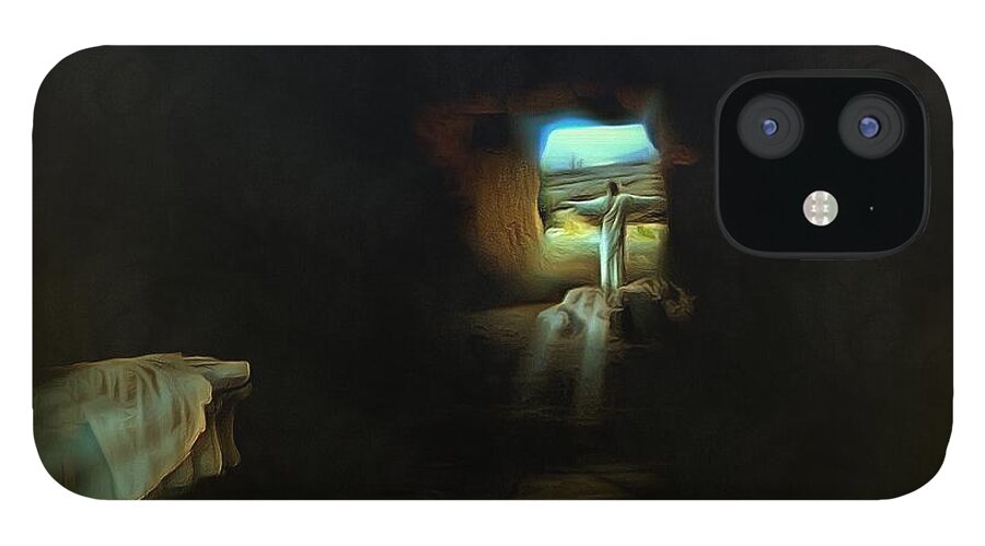 Holy iPhone 12 Case featuring the painting Resurrection by Charlie Roman