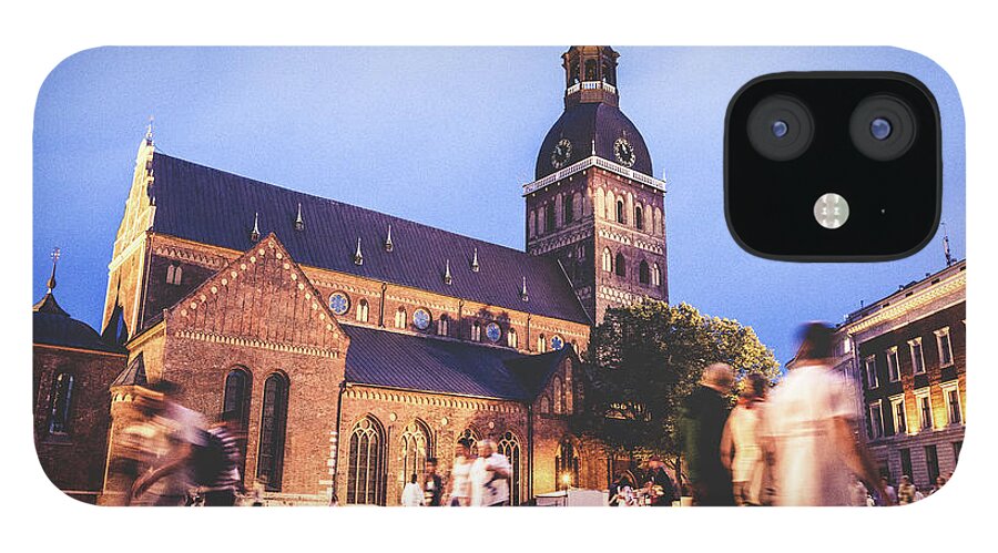 Gothic Style iPhone 12 Case featuring the photograph Riga By Night by Leopatrizi