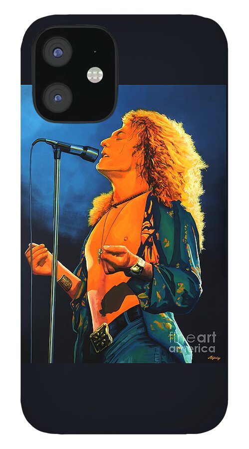 Robert Plant iPhone 12 Case featuring the painting Robert Plant by Paul Meijering