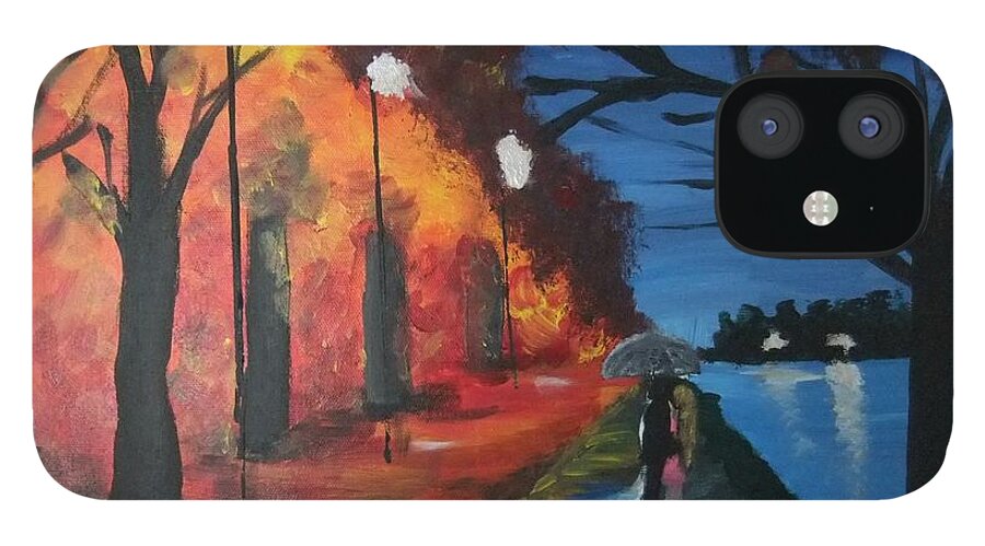 Treetops iPhone 12 Case featuring the painting Romantic Walk by Lynne McQueen