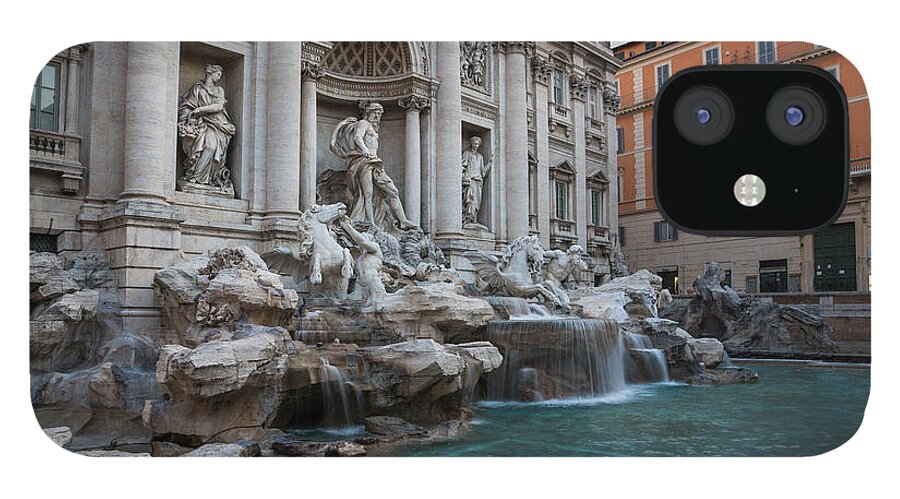 Trevi Fountain iPhone 12 Case featuring the photograph Rome's Fabulous Fountains - Trevi Fountain No Tourists by Georgia Mizuleva