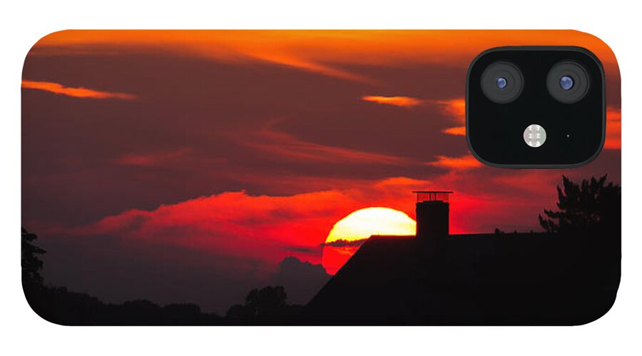 Rooftop iPhone 12 Case featuring the photograph Rooftop Sunset Silhouette by Kirkodd Photography Of New England