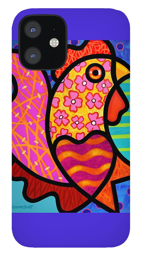 Chicken iPhone 12 Case featuring the painting Rooster Dance by Steven Scott