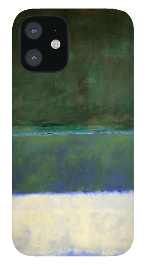 No. 14 iPhone 12 Case featuring the photograph Rothko's No. 14 -- White And Greens In Blue by Cora Wandel