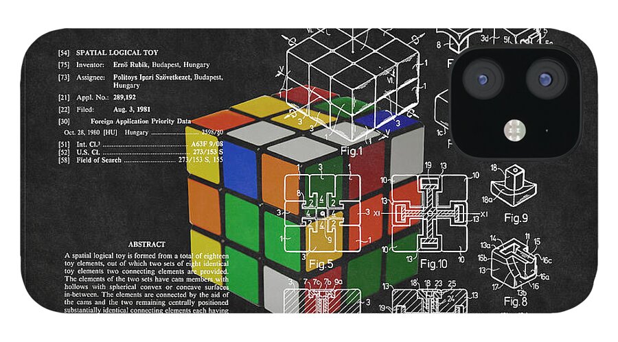 Rubik iPhone 12 Case featuring the photograph Rubik's Cube Patent 3 by Andrew Fare
