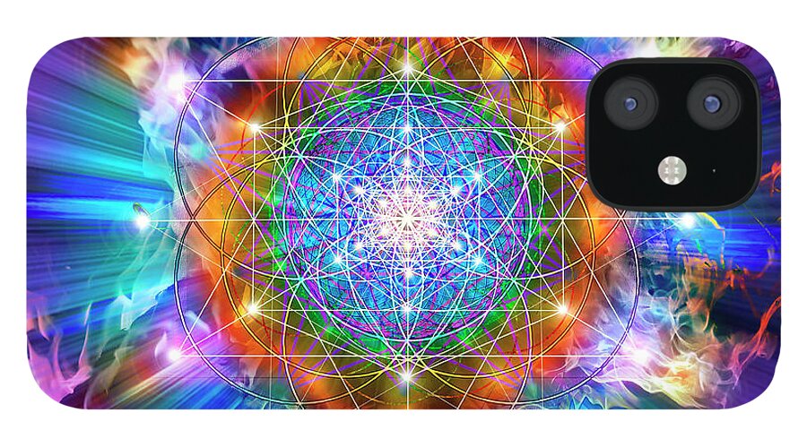 Endre iPhone 12 Case featuring the digital art Sacred Geometry 37 by Endre Balogh