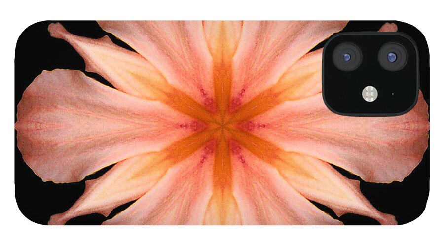Flower iPhone 12 Case featuring the photograph Salmon Daylily I Flower Mandala by David J Bookbinder