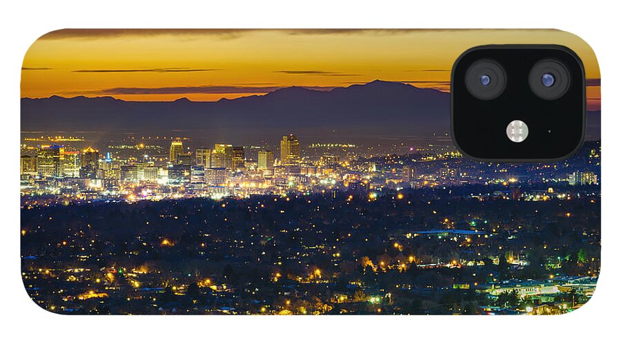 Salt Lake City iPhone 12 Case featuring the photograph Salt Lake City At Dusk by James Udall