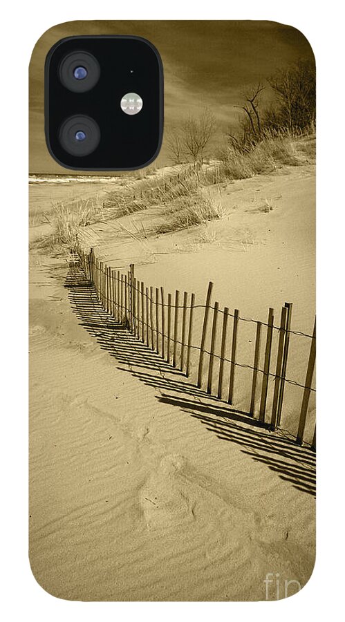 Sand Dunes iPhone 12 Case featuring the photograph Sand Dunes and Fence by Timothy Johnson