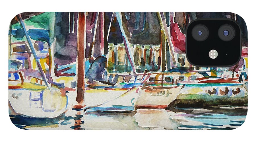 Watercolour iPhone 12 Case featuring the painting Santa Cruz Dock by Xueling Zou