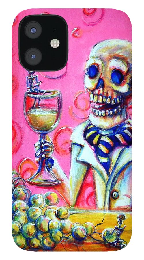 Skeletons iPhone 12 Case featuring the painting Mi Sauvignon Blanc by Heather Calderon