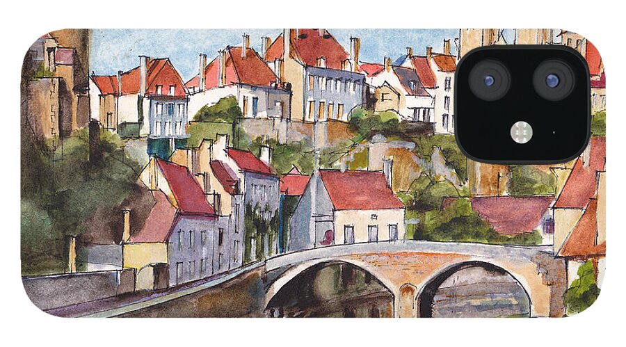 Burgundy iPhone 12 Case featuring the painting Semur en Auxois Bourgogne France by Dai Wynn