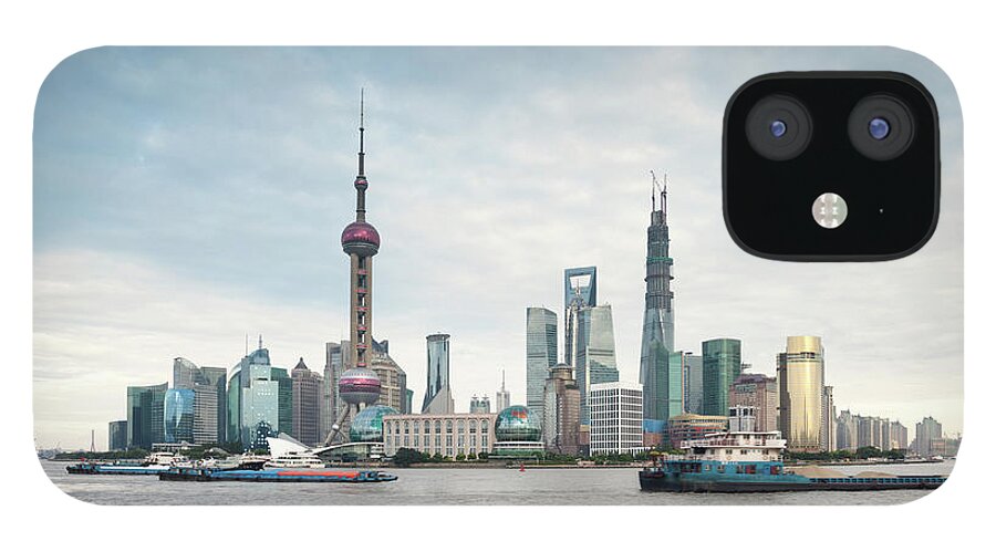 The Bund iPhone 12 Case featuring the photograph Shanghai Pudong Skyline At Sunrise by Matteo Colombo