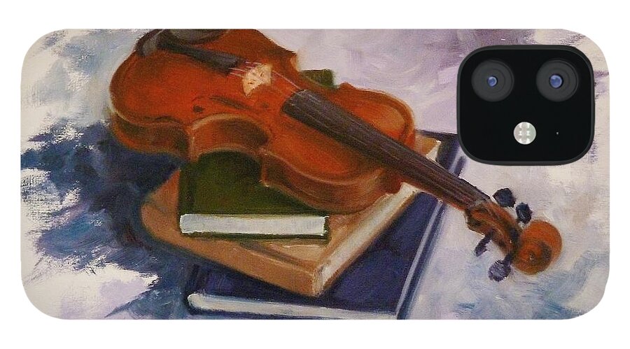 Violin iPhone 12 Case featuring the painting Sharply Inclined by K M Pawelec