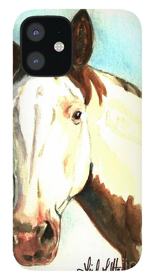 Wild Horse iPhone 12 Case featuring the painting Shawnee by Linda L Martin