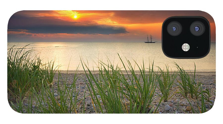 Sunrise iPhone 12 Case featuring the photograph Ship Passing Through by Darylann Leonard Photography