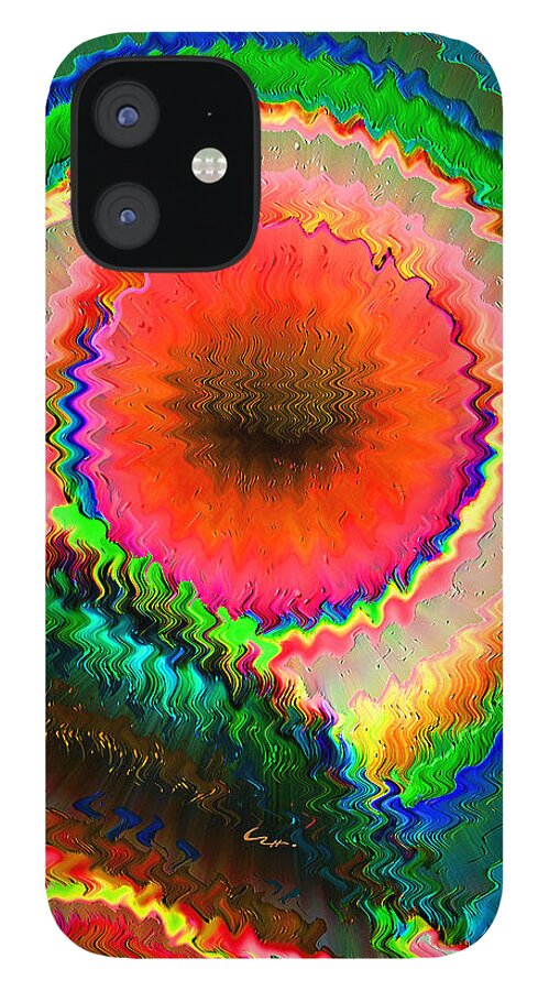 Colorful iPhone 12 Case featuring the mixed media Shockwave by Carl Hunter
