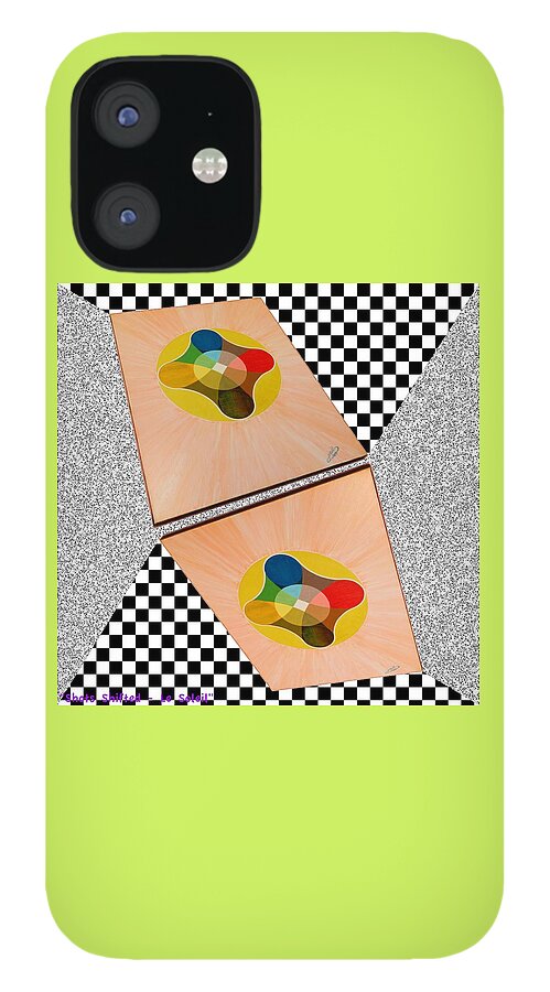 Shots iPhone 12 Case featuring the painting Shots Shifted - Le Soleil 6 by Michael Bellon