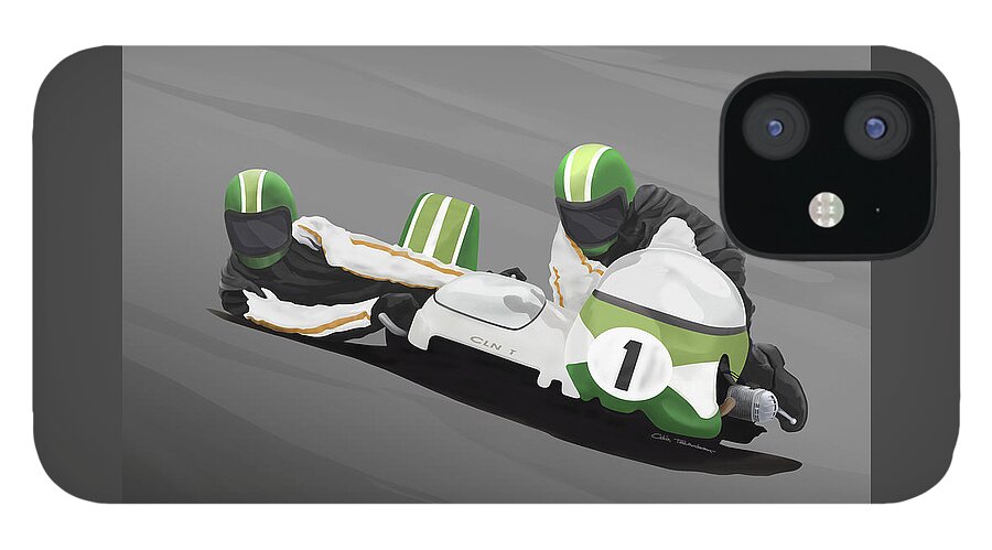 Sidecar iPhone 12 Case featuring the digital art Sidecar Racer by Colin Tresadern