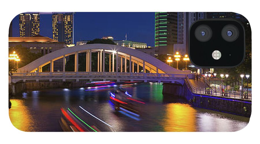 Arch iPhone 12 Case featuring the photograph Singapore River Panorama by John Seaton Callahan
