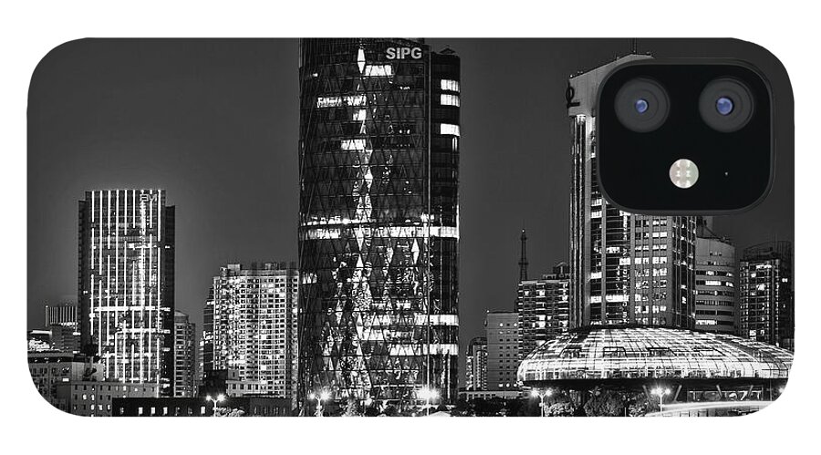 Tranquility iPhone 12 Case featuring the photograph Sipg Tower - Shanghai by Photographer - Rob Smith