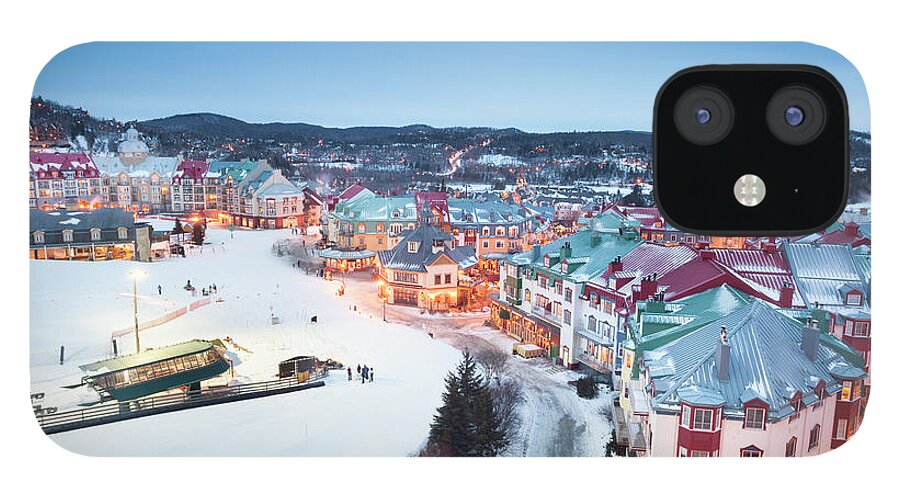 Treetop iPhone 12 Case featuring the photograph Ski Lifts At Mont Tremblant Village by Pgiam