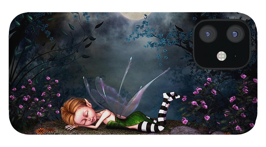 Sleeping Forest Fairy iPhone 12 Case featuring the digital art Sleeping Forest Fairy by John Junek