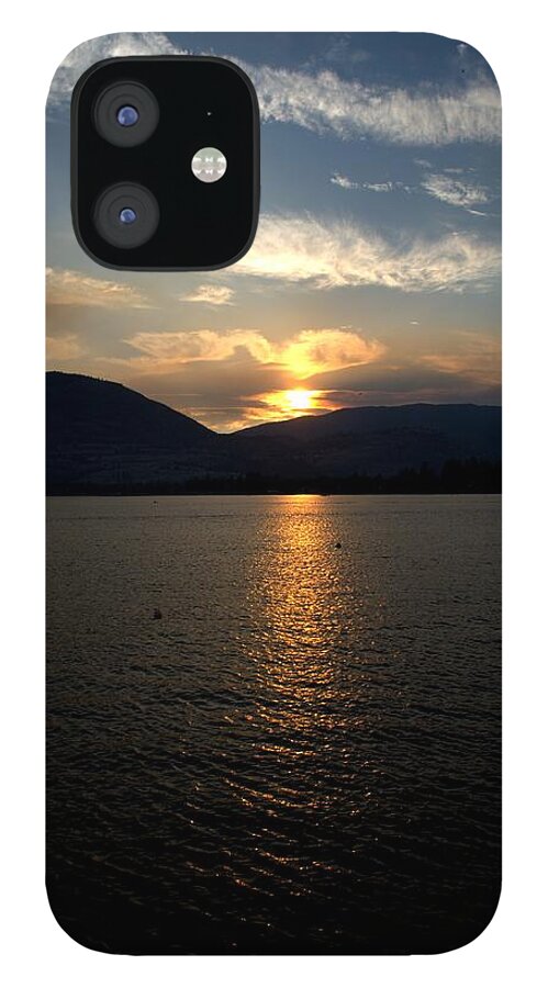 Sunset iPhone 12 Case featuring the photograph Smokey-002 Sunset over Skaha Lake by Guy Hoffman