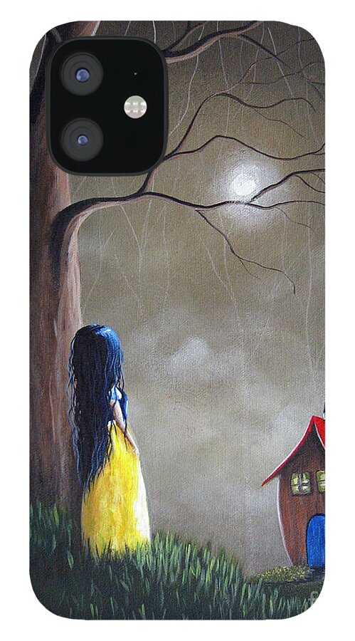 Snow White iPhone 12 Case featuring the painting Snow White Original Artwork - Acrylic Painting by Moonlight Art Parlour