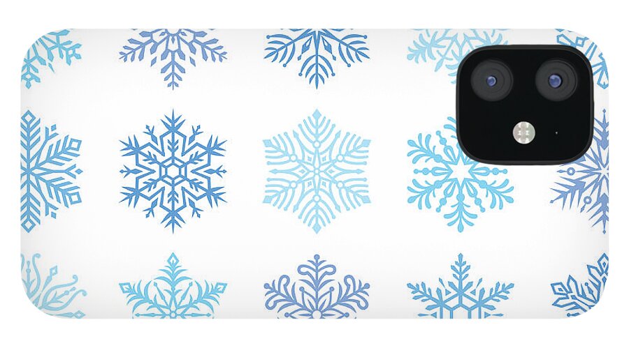 Holiday iPhone 12 Case featuring the digital art Snowflakes by Ulimi