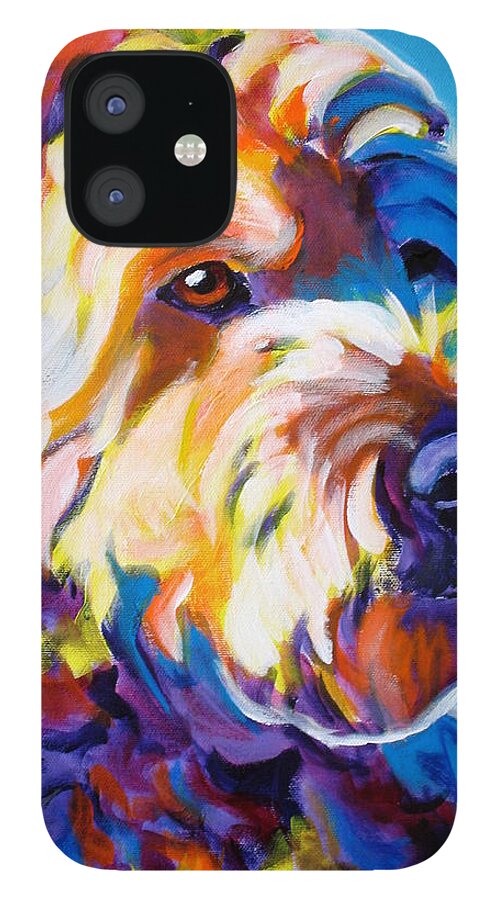 Dog iPhone 12 Case featuring the painting Soft Coated Wheaten Terrier - Max by Dawg Painter
