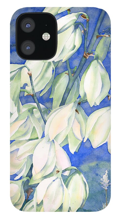 Yucca Blossoms Yucca Plants iPhone 12 Case featuring the painting Springtime Splendor by Pauline Walsh Jacobson