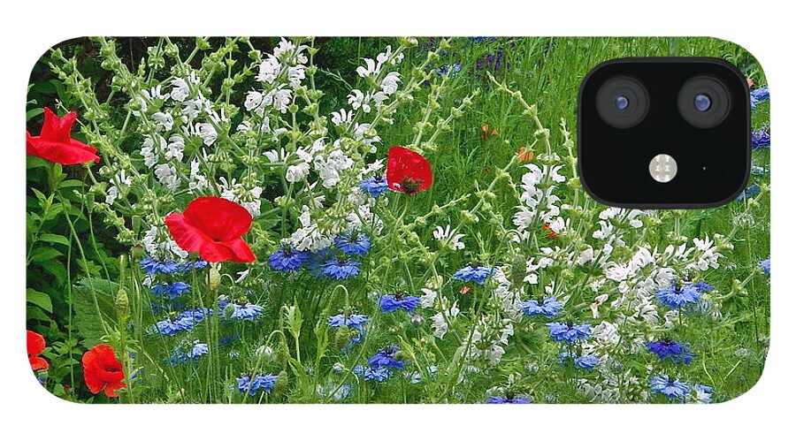 Red White Blue Floral iPhone 12 Case featuring the photograph Squarely Spring Floral Garden by Byron Varvarigos