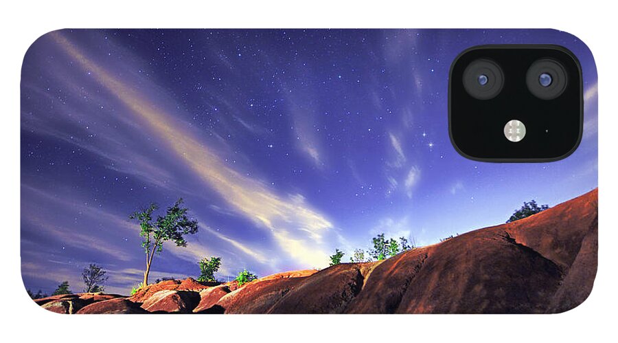 Night iPhone 12 Case featuring the photograph Starry Sky Over Badlands by Charline Xia
