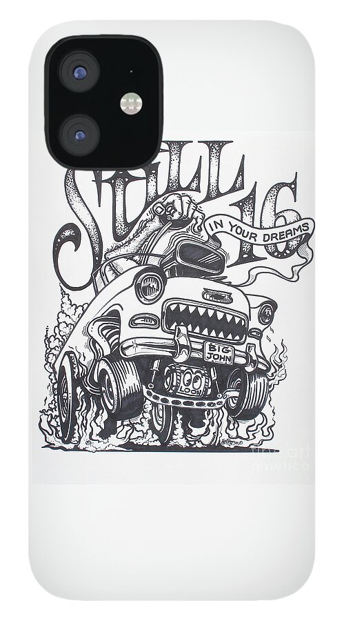 Rat Fink Art iPhone 12 Case featuring the drawing Still 16 in your mind by Alan Johnson