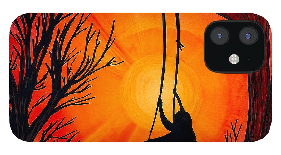Red iPhone 12 Case featuring the painting Summoned By The Sun by Eli Tynan