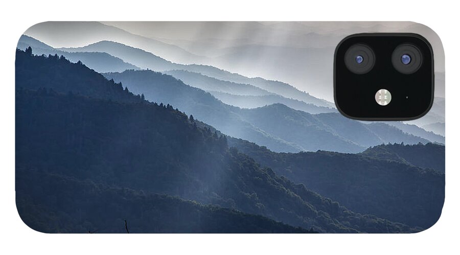 Light Rays At Water Rock Knob Panorama A iPhone 12 Case featuring the photograph Sunbeams 01 by Jim Dollar