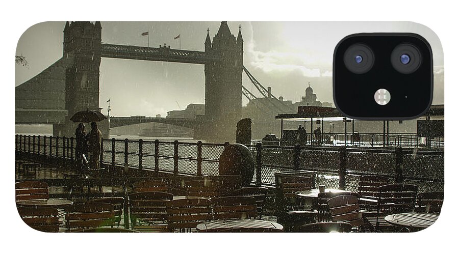 London iPhone 12 Case featuring the photograph Sunny Rainstorm in London England by Georgia Mizuleva