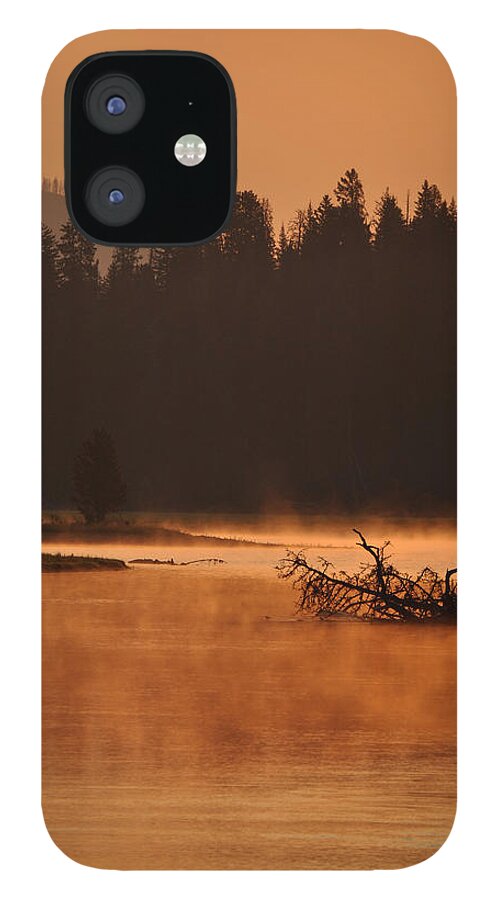 Smoke iPhone 12 Case featuring the photograph Sunrise Over the Yellowstone River by Bruce Gourley