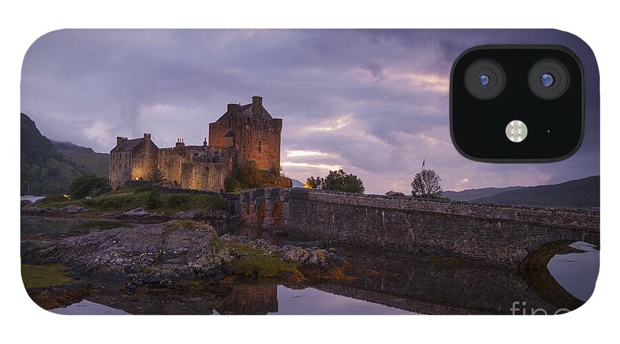 Castle iPhone 12 Case featuring the photograph Sunset at Eilean Donan Castle by David Lichtneker