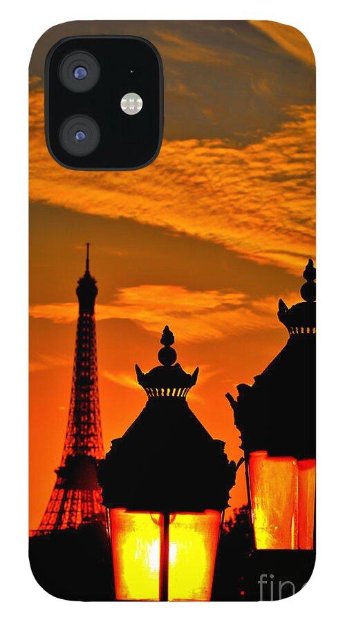 Sunset iPhone 12 Case featuring the photograph Sunset in Paris by PatriZio M Busnel