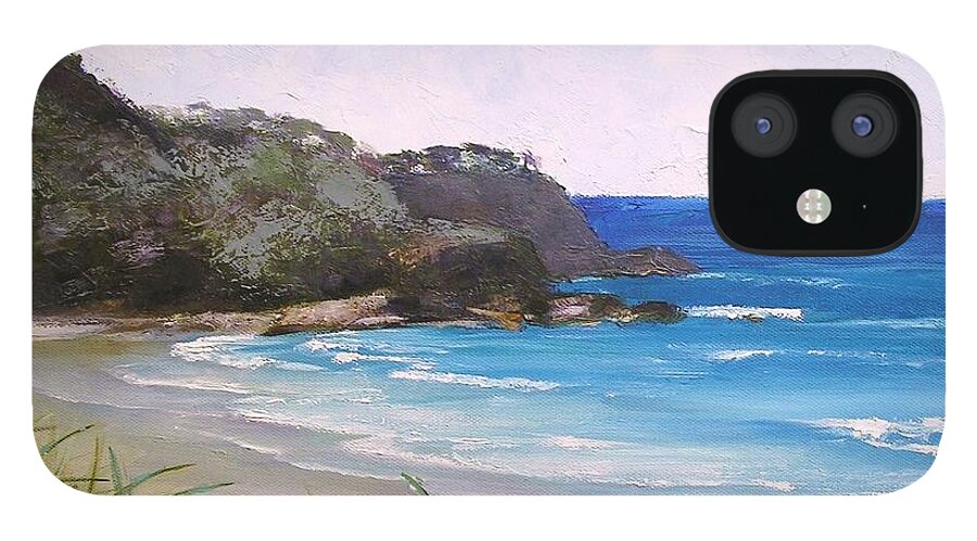 Seascape iPhone 12 Case featuring the painting Sunshine Beach Qld Australia by Chris Hobel