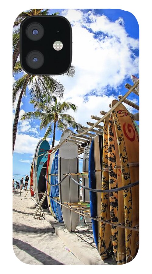 Hawaii iPhone 12 Case featuring the photograph Surf and Sun Waikiki by DJ Florek