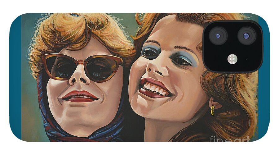 Susan Sarandon iPhone 12 Case featuring the painting Susan Sarandon and Geena Davies alias Thelma and Louise by Paul Meijering
