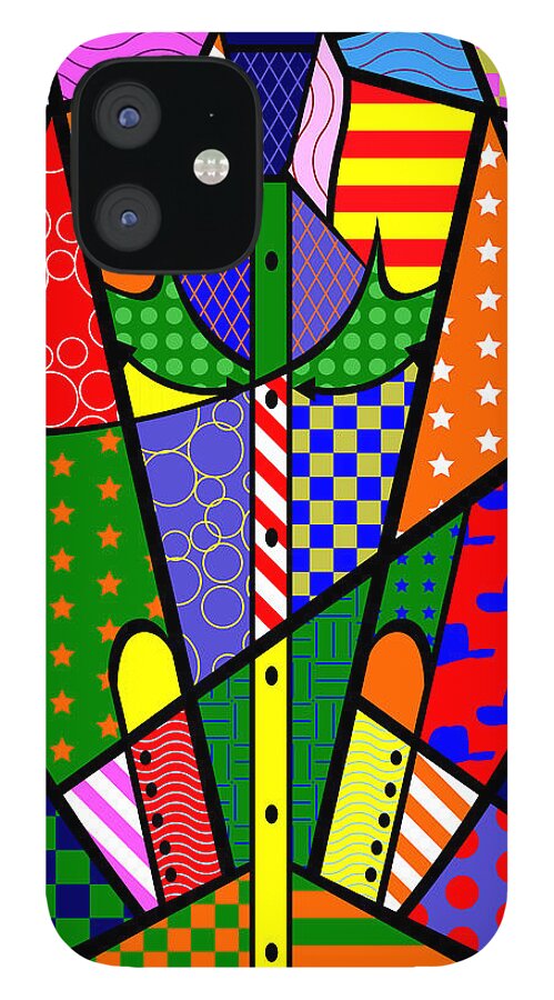 Colorful iPhone 12 Case featuring the digital art Sweet Cowboy Shirt by Randall J Henrie